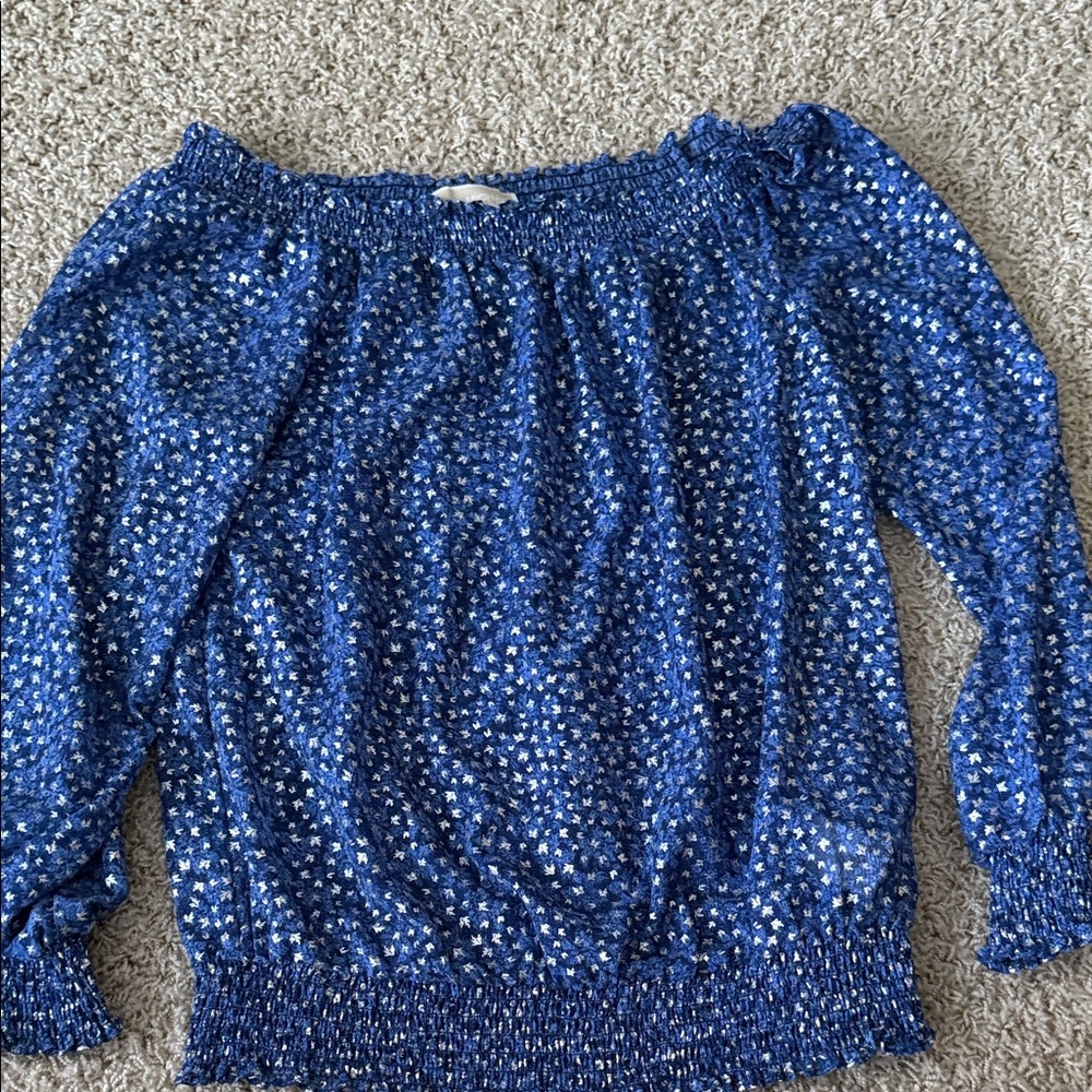 Blue Silver  Off-Shoulder Top Michael Kohrs business casual size small